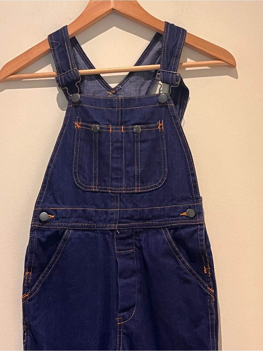 Vintage 70s 100% Cotton Denim Dark Blue Overalls Hong Kong XS/S - Picture 2 of 11